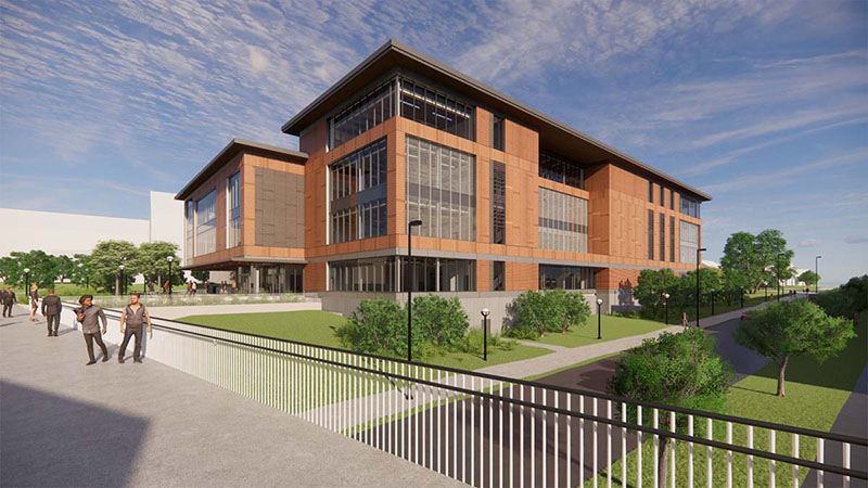 Rendering of Central Campus Recreation Building.