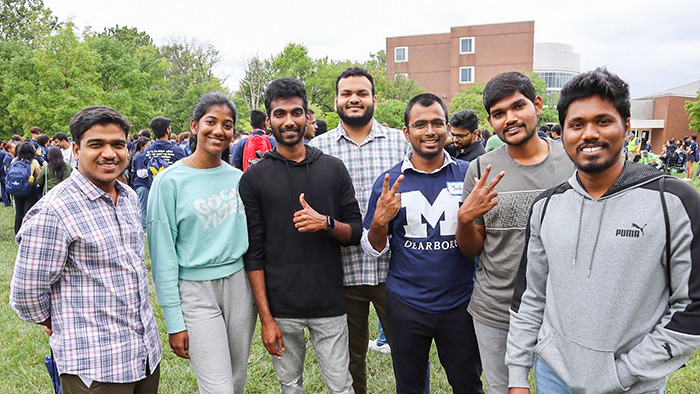 International students at UM-Dearborn smile for the camera